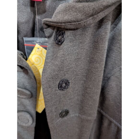 Peplum Jacket By Du Jour QVC Size XL Gray w/ Buttons & Gathered Neckline NWT - Picture 8 of 12